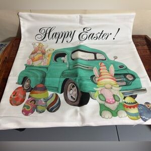 2pc Easter Party Theme Decorative Pillow Cover Truck & Gnome Bunny Basket Print